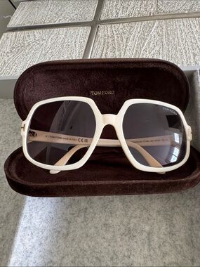 Tom Ford Women's White Oversized Geometric Sunglasses - Delphine